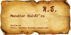 Mendler Balázs névjegykártya